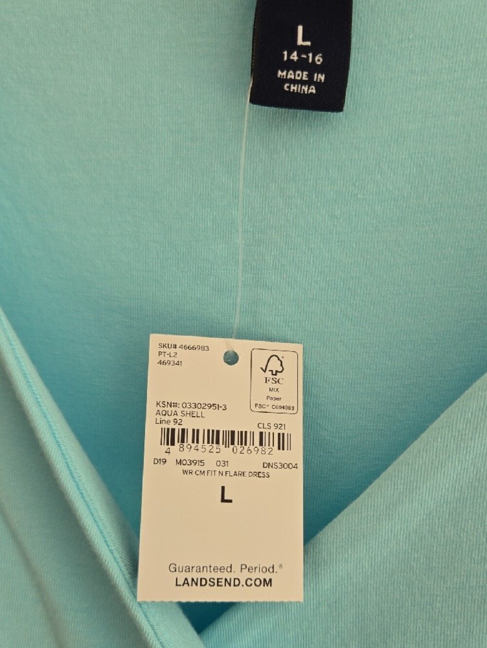 Lands' End Sky Blue Sleeveless V-Neck Fit & Flare Dress - Picture 5 of 5